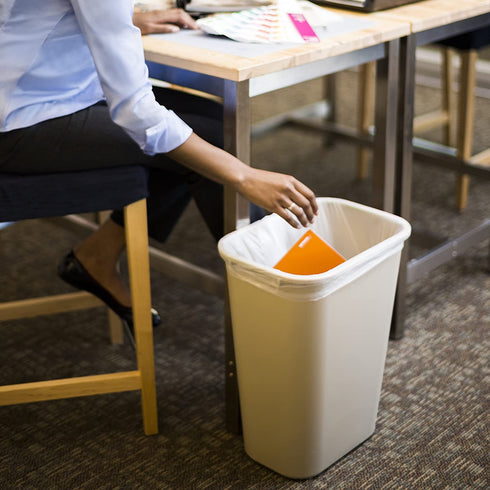 Rubbermaid Commercial Products Plastic Resin Deskside/Office/Home Wastebasket, 10 Gallon/41 Quart, Beige