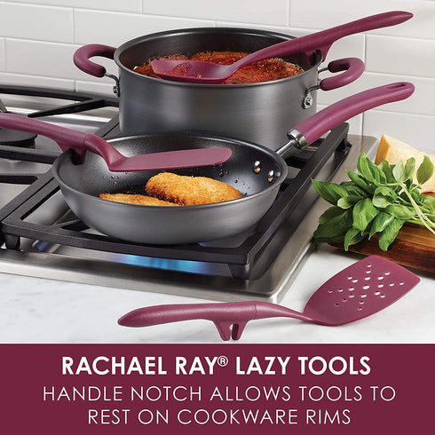 Rachael Ray Tools and Gadgets Flexi Turner and Scraping Spoon Set / Cooking Utensils - 2 Piece, Burgundy Red