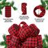 Buffalo Plaid Bow Christmas Buffalo Plaid Wreath Bow Tree Bow Xmas Tree Topper Hat with Card Christmas Tree Top Ornaments for Christmas Tree Front Door Wreath Xmas Decor (Black and Red)
