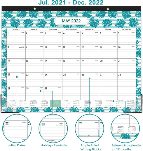 Desk Calendar 2022 - Large Desk Calendar 22" x 17" ,18 Month Wall Calendar, July 2021 - December 2022, Monthly Calendar with Large Ruled Blocks, Thick Paper with Corner Protectors, Best Desk Calendar for Organizing