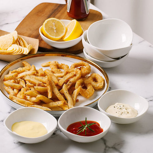 BTaT- Dipping Bowls, 5 oz, Set of 8, White Dip Bowls, Ceramic Dip Bowls, Sauce Bowls, Small Bowls for Dipping, Bowls for Dipping, Condiment Dishes, Bowl for Dips, Ripple Effect Bowl, Ceramic Bowls