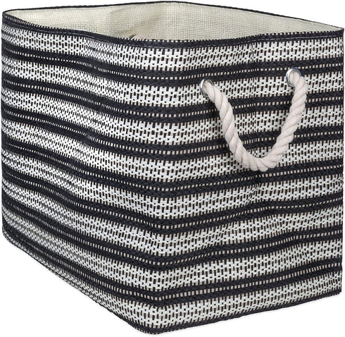 DII Oversize Woven Paper Storage Basket or Bin, Collapsible & Convenient Home Organization Solution for Office, Bedroom, Closet, Toys, & Laundry (Large - 17x12x12€?), Black & White Basketweave