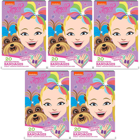JoJo Siwa Kids Bandages, 100 ct Glitter Bandages | Wear Like Stickers, Adhesive Antibacterial Bandages for Minor Cuts, Scrapes, Burns. Easter Basket Stuffers for Kids & Toddlers