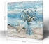 Flower Canvas Wall Art for Living Room Modern Abstract Ocean Beach Wall Decor Print Blue and White Floral in Indian Style Vase Framed Artwork for Bedroom Bathroom Office Ready to Hang 24x24inch