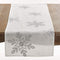 SARO LIFESTYLE Nivalis Collection Embroidered Snowflakes Table Runner, 16" x 70", Silver
