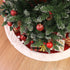 WBHome Christmas Tree Skirt, 48 inch Double-Layer Cable Knit Knitted Thick Rustic Holiday Decoration, Christmas Red with Snow White Plush