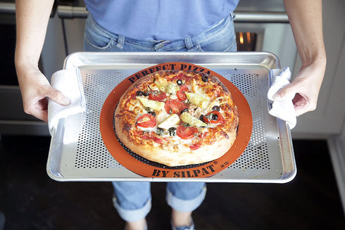 Silpat Perfect Pizza Non-Stick Silicone Baking Mat, 12" Round, Orange, AH305-01