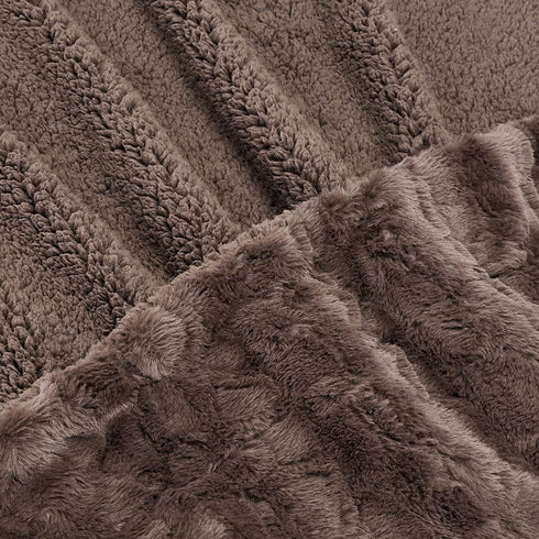 Amazon Basics Fuzzy Faux Fur Sherpa Throw Blanket, 50"x60" - Solid Brown