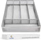 Flatware Tray Utensil Drawer Organizer Kitchen Utensil Cutlery Tray Mesh Designing with Foam Feet Multi Compartments Keep Desk Drawer and Office Supplies Well Organized (Silver)