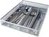 Flatware Tray Utensil Drawer Organizer Kitchen Utensil Cutlery Tray Mesh Designing with Foam Feet Multi Compartments Keep Desk Drawer and Office Supplies Well Organized (Silver)