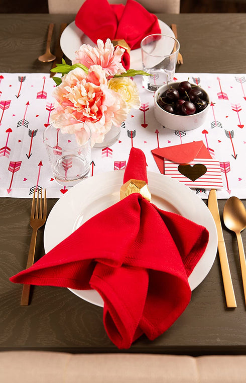 DII Valentine's Day Table Top Collection, Table Runner, 14x72, Hearts & Arrow