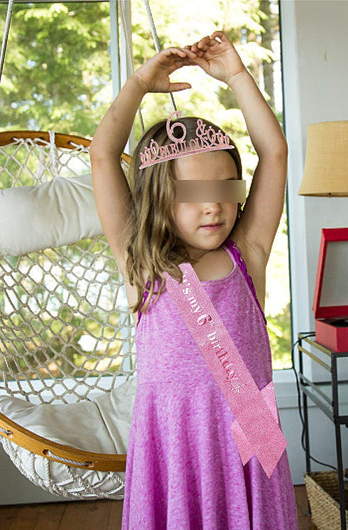 6th Birthday Gifts for Girls,6th Birthday Tiara and Sash Pink,6th Birthday Decorations Party Supplies,Girls 6th Birthday Decorations,6th Birthday Sash for Girls,6th Birthday Tiara,6th Birthday Girl