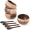 100% Natural Jumbo Coconut Bowl/Spoon Unique Gift Set. Eco-Friendly Vegan Organic Non-Toxic Reusable Sustainable Smoothie A§ai Buddha Kitchen Bowl (Set of 4 Carved Hand-Crafted Bowls with 4 Spoons)