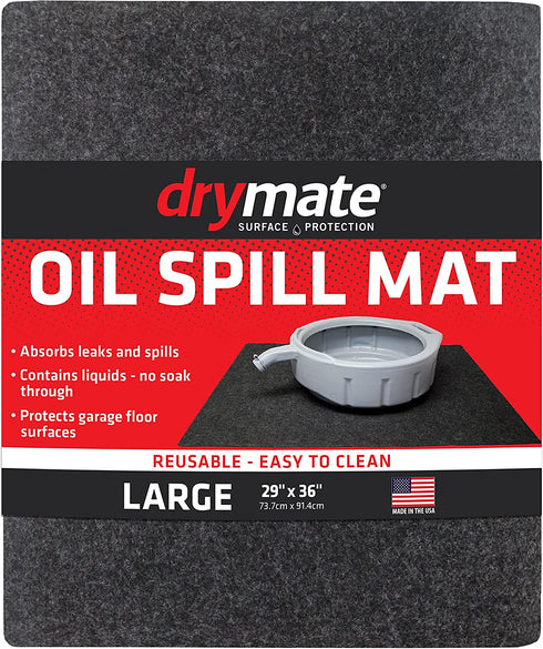 Drymate Oil Spill Mat (29" x 36"), Premium Absorbent Oil Pad - Reusable/Durable/Waterproof - Contains Liquids, Protects Garage Floor Surface (USA Made)