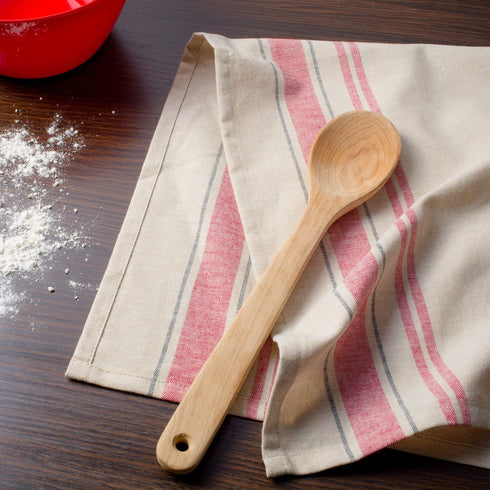 DII Cotton Oversized French Stripe Dish Towels, 20 x 30 Set of 3, Monogrammable Country Farmhouse Flour Sack Tea Towels Red