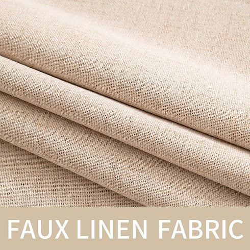 MIULEE Linen Textured Curtains for Bedroom Solid 100% Blackout Thermal Insulated Natural Beige Grommet Room Darkening Curtains & Drapes Luxury Decor for Living Room Nursery 52 x 54 Inch (2 Panels)