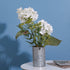 TERESA'S COLLECTIONS Artificial Hydrangea Flower with Metal Vase, Faux Plant Bouquets in Planter Pot, Farmhouse Fake Flower Arrangements for Indoor Outdoor Home Living Room Table Centerpieces Decor