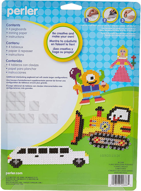 Perler Beads Large Square Pegboards for Kids Crafts, 4 pcs