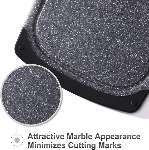 Home & Kitchen Essentials 3-Piece Cutting Board Set. Reversible, Marble Granite Gray, BPA Free, Dishwasher Safe, Easy-Grip Handle and Non-Porous with Juice Grooves
