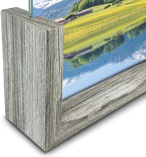 CRUGLA 5x7 Glass Picture Frame Set of 2, Double Sided Frameless 5 by 7 Photo Frames for Tabletop Display