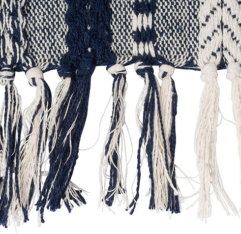 DII Farmhouse Braided Stripe Table Runner Collection, 15x108, Navy Blue