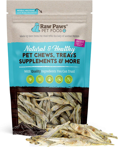 Raw Paws Pet Freeze Dried Minnows for Dogs & Cats, 2-oz - USA Fish Dog Treats - All Natural, Single Ingredient Minnow Cat Treats - Raw Freeze Dried Dog Snacks - Grain Free Cat Reward
