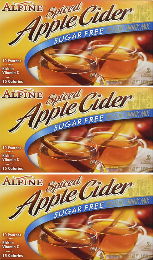 Alpine, Spiced Cider, Sugar Free Apple Flavored Drink Mix, 1.4oz Box (Pack of 3)