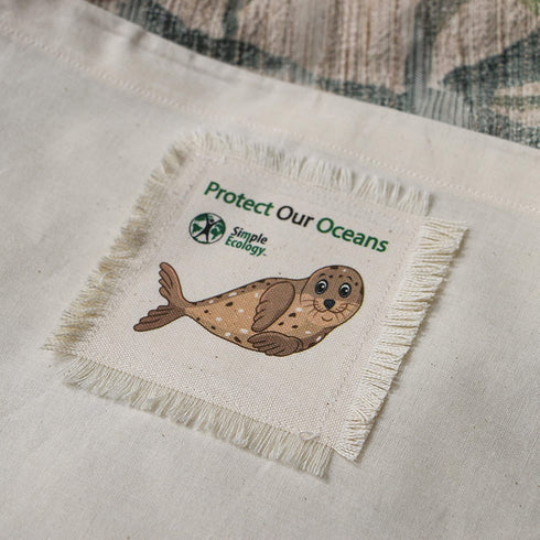 œProtect Our Oceans? Simple Ecology Organic Cotton Reusable Seal Gift & Starter Set (string produce saver bags, food storage, bulk bin, with tare weight tag and drawstring, waste free)