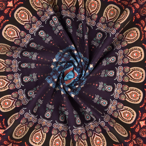 Mandala Tapestry Bohemian Hippie Tapestry Psychedelic Peacock Tapestry Wall Hanging Floral Brown Tapestry for Room(51.2 x 59.1 inches)
