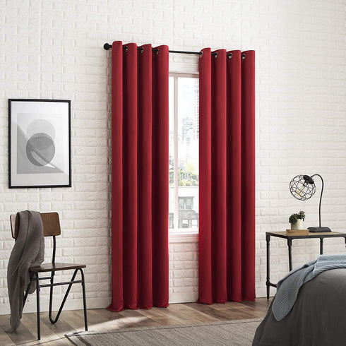 Sun Zero Soho 2-pack Blackout Energy Efficient Grommet Curtain Panel Pair, 54" x 63", Red