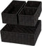 VK Living Woven Storage Box Basket Bin Container, Woven Strap Basket, Nylon Woven Box Basket, Underwear Bra Storage Organizer Divider for Drawer, Dresser, Closet, Black, Set of 4