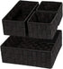 VK Living Woven Storage Box Basket Bin Container, Woven Strap Basket, Nylon Woven Box Basket, Underwear Bra Storage Organizer Divider for Drawer, Dresser, Closet, Black, Set of 4