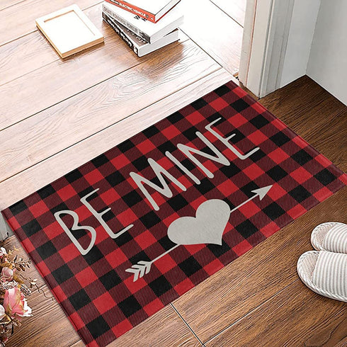 Valentine's Day Door Mat 17 X 29 Inches Be Mine Doormat Non-Slip and Washable Seasonal Holiday Low-Key Floor Mat Indoor Outdoor