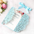 PONATIA 25PCS/Lot 250GSM 5.12 x 7.1'' Laser Cut Hollow Rose with Blue Ribbons Wedding Invitations Cards for Wedding Bridal Shower Engagement Birthday Graduation Invite (Blue)