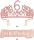 6th Birthday Gifts for Girl, 6th Birthday Tiara and Sash, 6th Birthday Decorations for Girl, 6th Birthday Crown and Sash for Girl, Birthday Crowns for Girl 6, Birthday Gifts for 6-Year-old Girl
