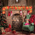 Dazzle Bright 7 FT Christmas Poinsettia Flowers Garland Decorations, 10 LED Lighted Artificial Velvet String Lights with Red Berries Holly Leaves, Xmas Ornaments for Indoor Outdoor Fireplace Decor