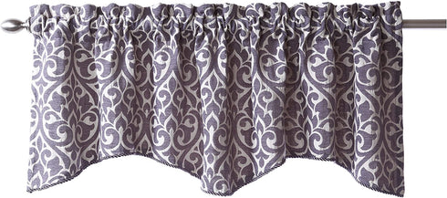 Stylemaster Bryce Chenille Scalloped Valance with Cording, 55 in x 17, Pewter
