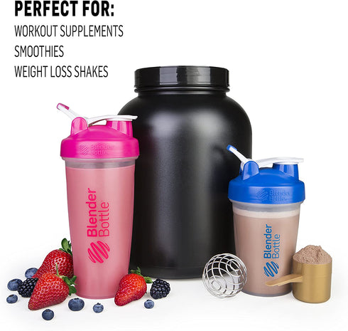 BlenderBottle Classic Shaker Bottle Perfect for Protein Shakes and Pre Workout, 28-Ounce (2 Pack), Colors May Vary