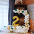 Balloon Garland Arch Kit 16 Ft Long - 168 Pieces White, Gold and Confetti - Tropical Palm Leaves Greenery for Baby Shower Decorations, Wedding, Bachelorette, Engagement, Birthday Party, Anniversary