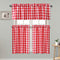 Hiasan Semi Sheer Tier and Valance Curtains Set Light Filtering Buffalo Checkered Kitchen Curtains, Red, Set of 3 Pieces