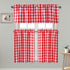 Hiasan Semi Sheer Tier and Valance Curtains Set Light Filtering Buffalo Checkered Kitchen Curtains, Red, Set of 3 Pieces
