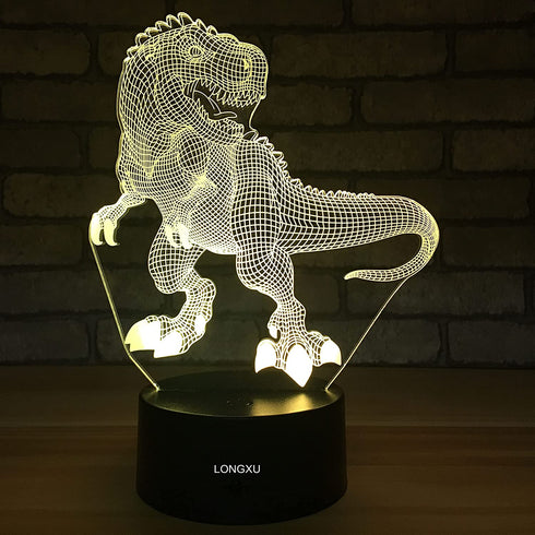 LONGXU Dinosaur Toys 3D Night Light for Boys with Timer Remote & Smart Touch 7 Colors Changing Dimmable TRex Toy 1 2 3 4 5 6 7 8 9 10 Year Old Boy Gifts (Dinosaur)