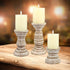 Stonebriar Decorative Worn White Wooden Pillar Candle Holder, Coastal Home Decor, Ocean Inspired Designs for Wedding Decorations, Parties, or Everyday Home, Large
