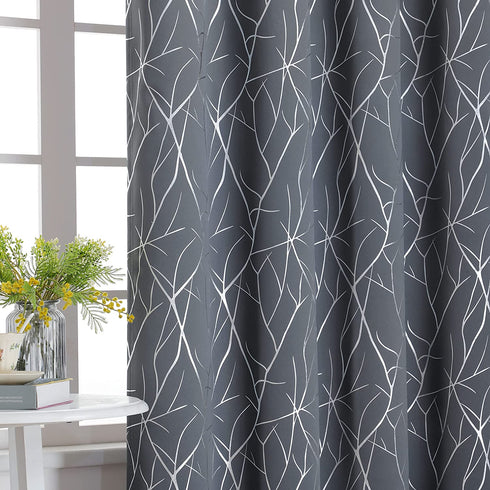 Estelar Textiler Kids Room Darkening Blackout Curtains Grommet Bedroom Decorative Silver Wave Line Curtains for Bedroom 38W x 54L Grey 2 Panels