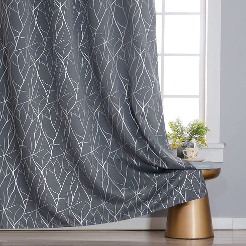 Estelar Textiler Kids Room Darkening Blackout Curtains Grommet Bedroom Decorative Silver Wave Line Curtains for Bedroom 38W x 54L Grey 2 Panels