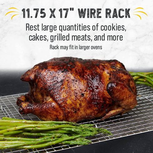 Checkered Chef Cooling Rack - Set of 2 Stainless Steel, Oven Safe Grid Wire Racks for Cooking & Baking - 11 ¾" x 17"