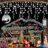 Hezbjiti Christmas Decorations Lights Outdoor, 400 LED 32.8 FT 8 Modes 75 Drops Fairy String Curtain Lights for Christmas Decor Eaves Window Party Yard Garden Indoor (Cold White)