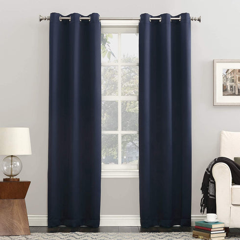 Sun Zero Easton Blackout Energy Efficient Grommet Curtain Panel, 40x95, Navy