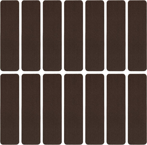 Ottomanson Lifesaver Collection Utility Ribbed Stair Treads, 8" X 30", 14 Pack, Brown