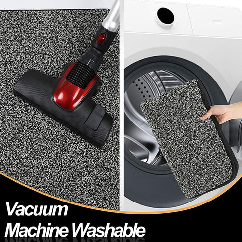 ITSOFT Non-Slip Polyester Dirt Trapper Door Mat Indoor Outdoor Entrance Rug for Front Door Super Absorbent, Machine Washable, 35 x 24 Inches Black & White